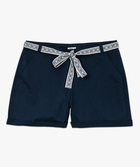Short en toile avec ceinture tissée femme grande taille - GEMO (G TAILLE) Short en toile avec ceinture tissée femme grande taille vue4 - GEMO (G TAILLE) - GEMO