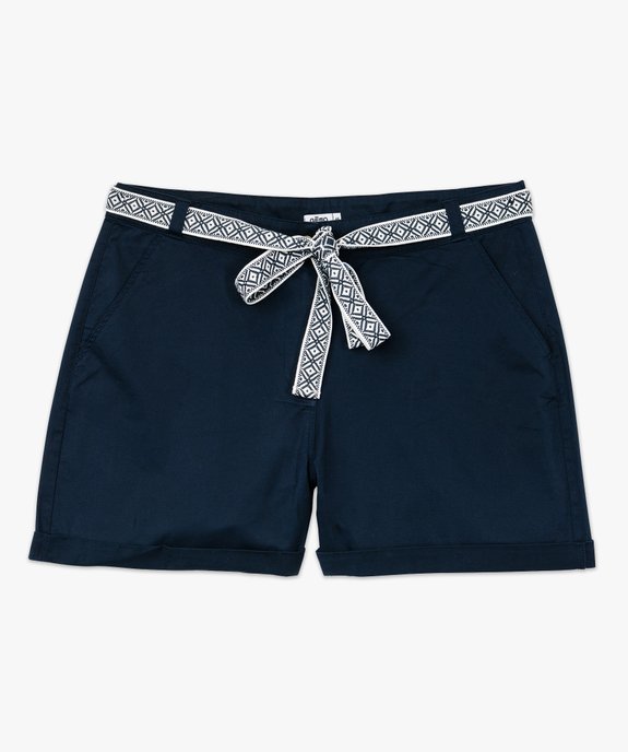 Short en toile avec ceinture tissée femme grande taille vue4 - GEMO (G TAILLE) - GEMO