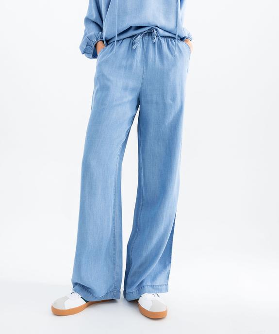 Pantalon large en Lyocell avec ceinture élastique femme vue1 - GEMO 4G FEMME - GEMO