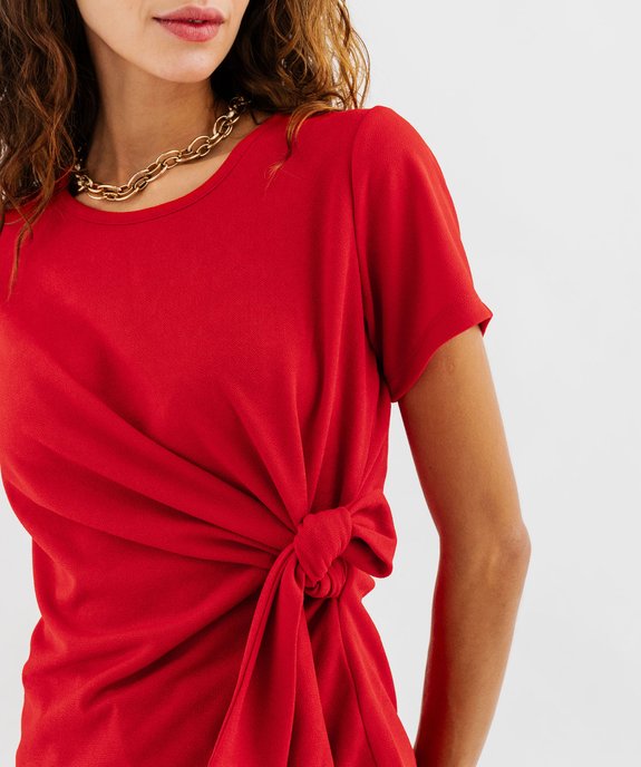 Tee-shirt manches courtes à nœud devant femme vue2 - GEMO(FEMME PAP) - GEMO