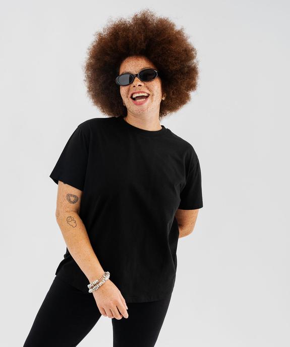 Tee-shirt manches courtes en coton uni à col rond femme grande taille vue1 - GEMO 4G GT - GEMO