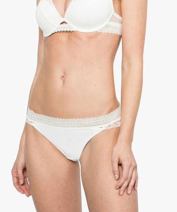 Culotte femme en microfibre et dentelle macramé vue1 - GEMO(HOMWR FEM) - GEMO