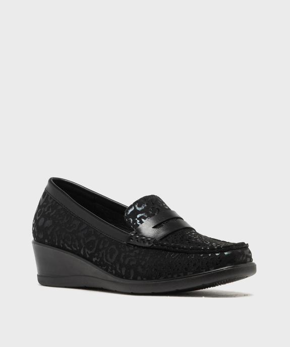 Mocassins confort en suédine à talon compensé femme - g'flex vue2 - G'FLEX - GEMO