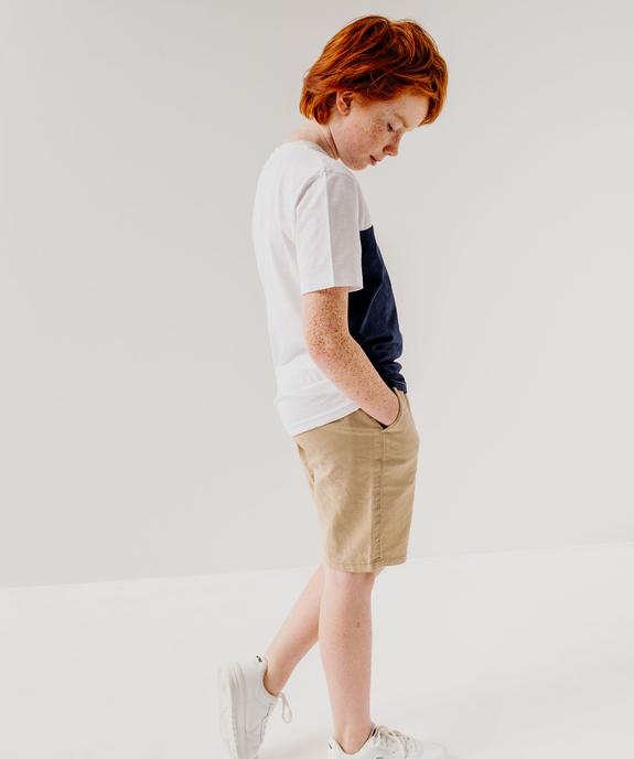 Bermuda en lin et coton avec ceinture élastique garçon vue5 - GEMO (JUNIOR) - GEMO