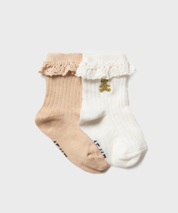 Chaussettes à volants et côtes plates bébé fille (lot de 2 paires) - LuluCastagnette vue1 - LULUCASTAGNETTE - GEMO