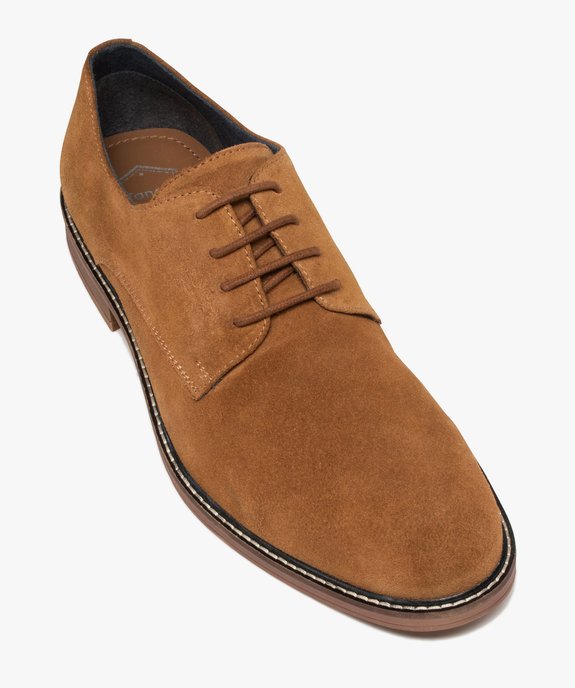 Derbies homme unies avec dessus en cuir suédé - Taneo vue5 - TANEO - GEMO