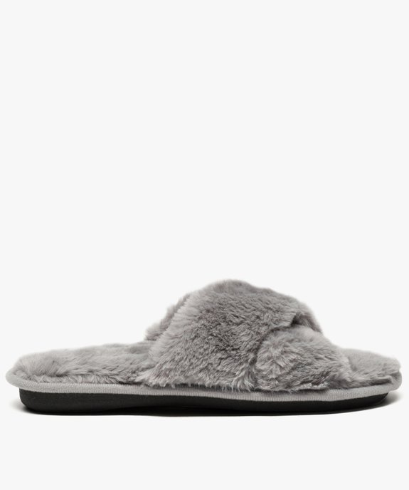Mules d'intérieur femme en peluche avec brides croisées vue1 - GEMO(HOMWR FEM) - GEMO