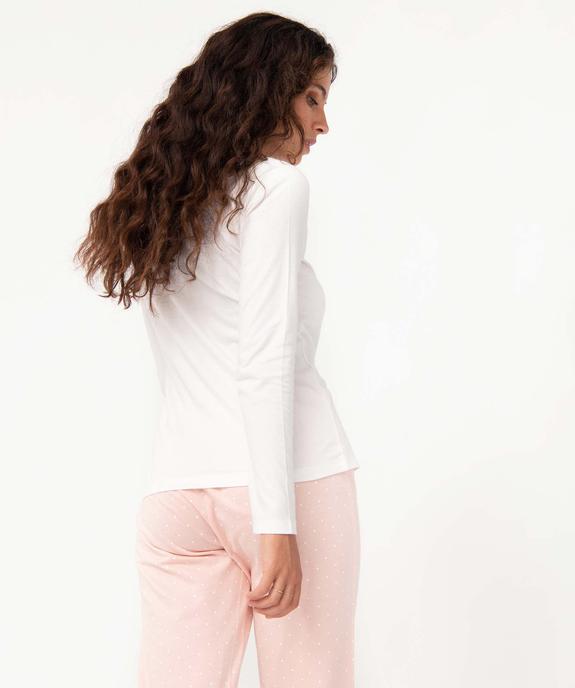 Pyjama bicolore avec motif femme vue3 - GEMO 4G FEMME - GEMO
