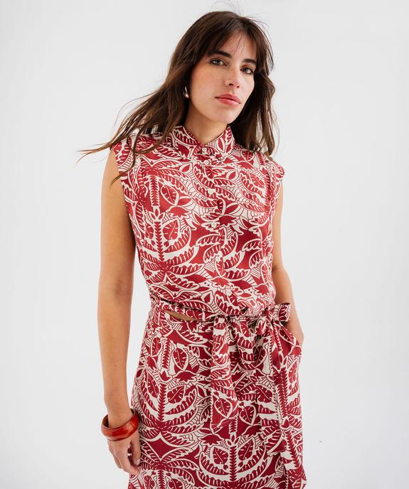 Blouse sans manches imprimée avec liens à nouer femme vue1 - GEMO 4G FEMME - GEMO