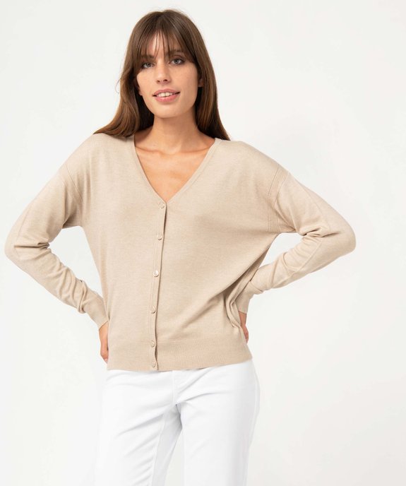 Gilet femme en fine maille et boutons fantaisie vue2 - GEMO 4G FEMME - GEMO