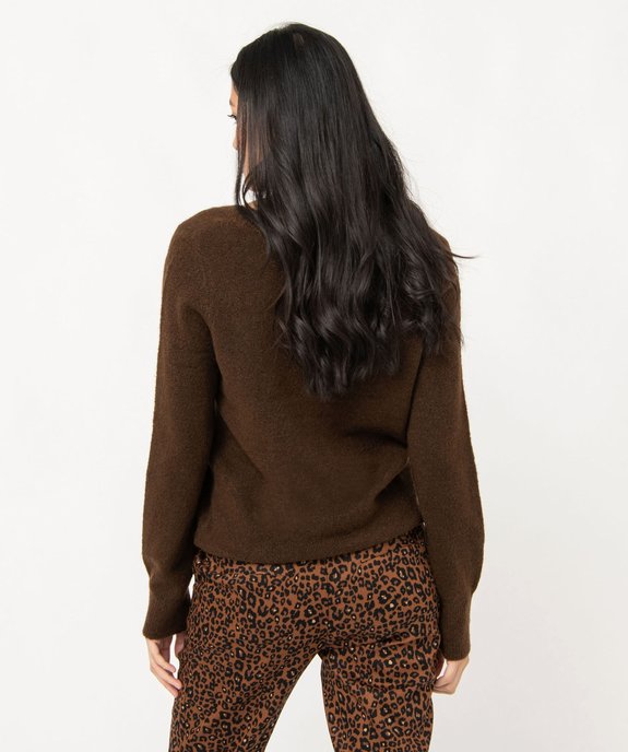 Pull femme à grand col V fantaisie vue3 - GEMO(FEMME PAP) - GEMO