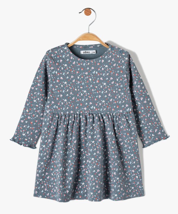 Robe bébé fille en maille côtelée et mouchetée vue1 - GEMO(BEBE DEBT) - GEMO