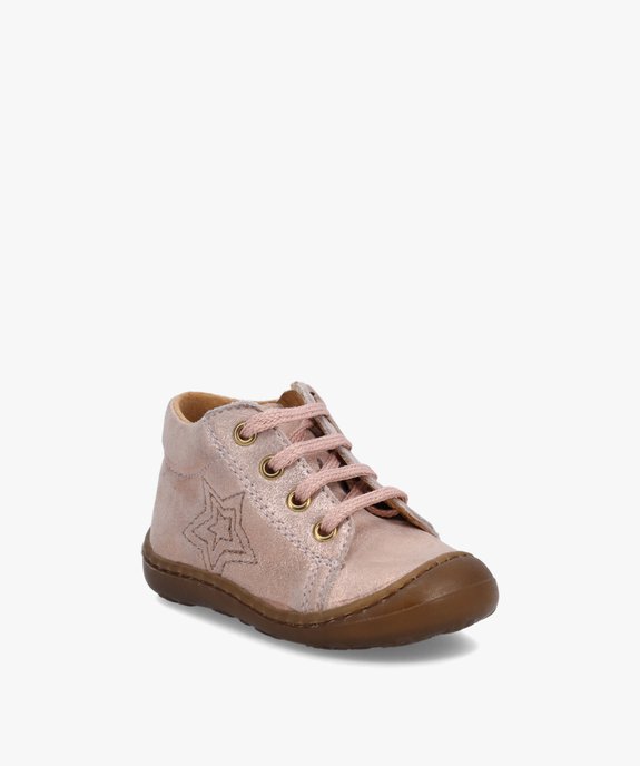 Chaussures premiers pas bébé fille en cuir métallisé – NA! vue2 - NA! - GEMO