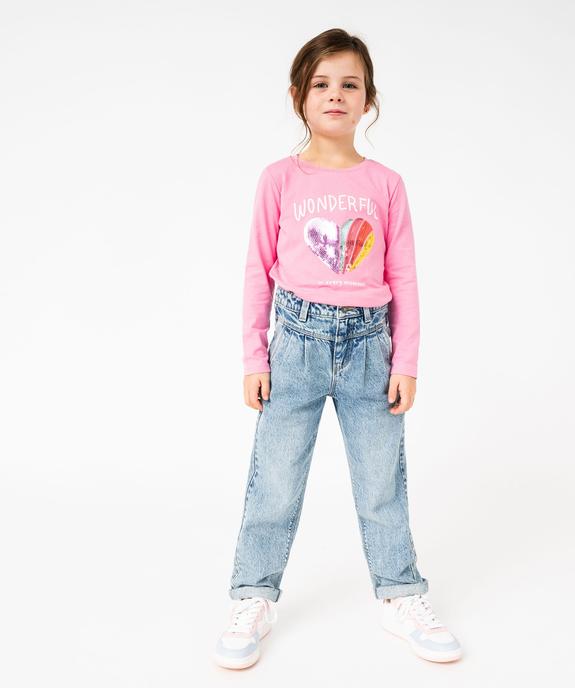 Jean délavé coupe ample avec pinces fille vue5 - GEMO 4G FILLE - GEMO