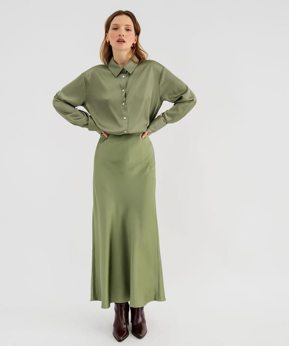 Jupe longue en matière satinée taille élastique femme vue1 - GEMO 4G FEMME - GEMO