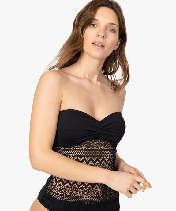 Maillot de bain femme une pièce avec devant en dentelle vue2 - GEMO (PLAGE) - GEMO