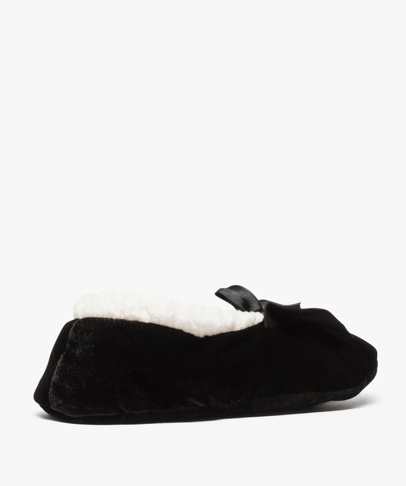 Chaussons femme forme ballerine en velours avec noeud satin vue4 - GEMO(HOMWR FEM) - GEMO