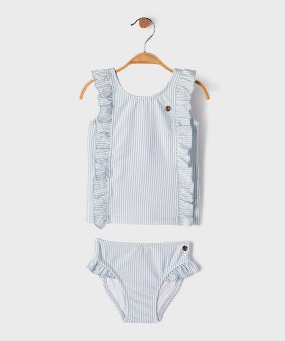 Maillot de bain 2 pièces à rayures et volants bébé fille - LuluCastagnette vue1 - LULUCASTAGNETTE - GEMO