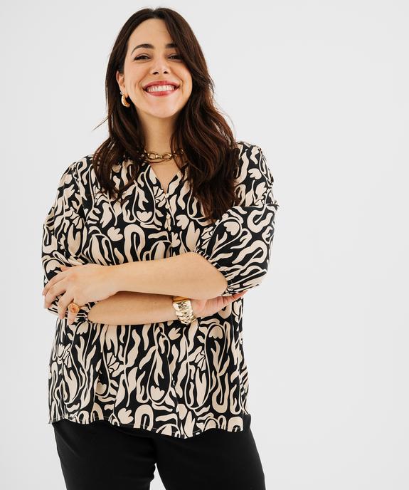 Blouse fluide en viscose avec manches 3/4 femme grande taille vue1 - GEMO 4G GT - GEMO