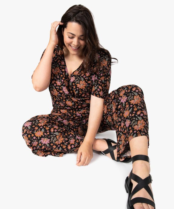Combinaison pantalon femme grande taille à motifs fleuris et haut cache-cœur  vue5 - GEMO (G TAILLE) - GEMO