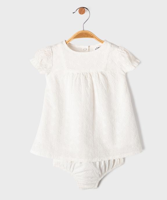 Ensemble robe de cérémonie brodée et culotte bloomer bébé fille vue1 - GEMO(BB COUCHE) - GEMO