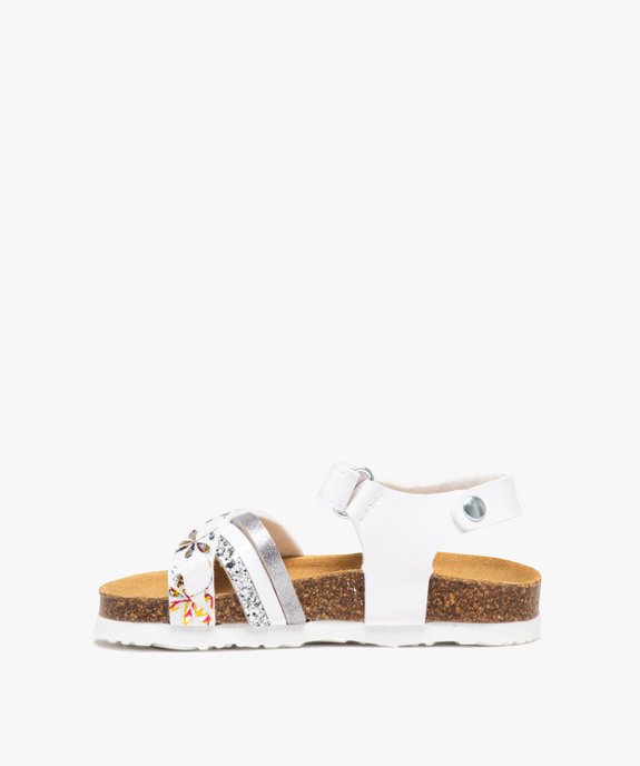 Sandales fille à motifs et à brides contrastées à paillettes   vue3 - GEMO 4G FILLE - GEMO
