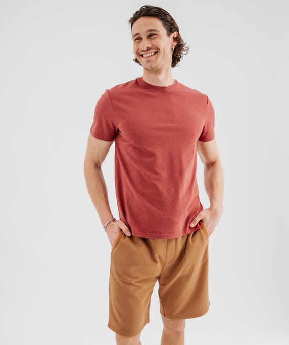 Tee-shirt manches courtes en maille fantaisie homme vue1 - GEMO 4G HOMME - GEMO