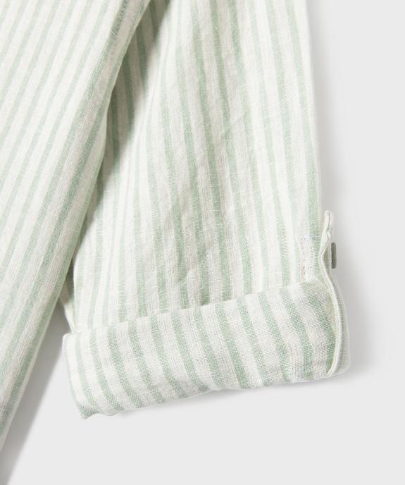 Chemise manches longues en mélange coton-lin rayé garçon vue4 - GEMO (ENFANT) - GEMO