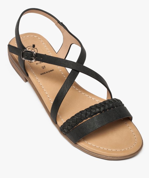 Sandales femme à talon plat et brides croisées vue5 - GEMO (CASUAL) - GEMO
