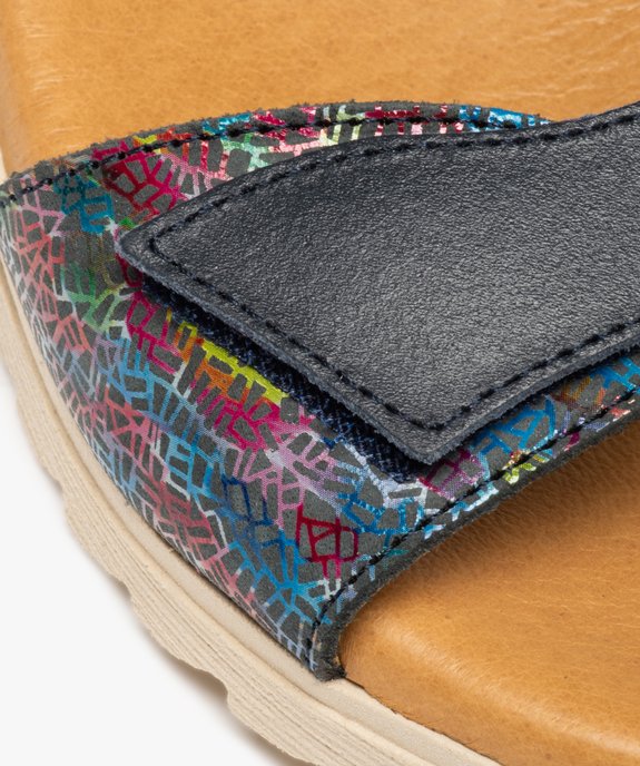 Sandales femme confort à brides scratch en cuir vue6 - GEMO (CASUAL) - GEMO