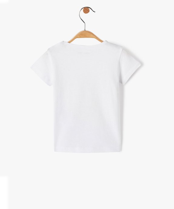 Tee-shirt bébé fille avec manches courtes et message pailleté vue3 - GEMO(BEBE DEBT) - GEMO