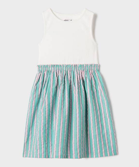 Robe courte sans manches effet 2-en-1 avec bas rayée fille vue1 - GEMO (ENFANT) - GEMO
