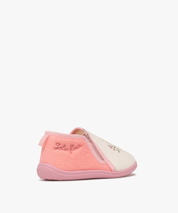 Chaussons fille boots à zip jolie fleur  vue4 - GEMO 4G FILLE - GEMO
