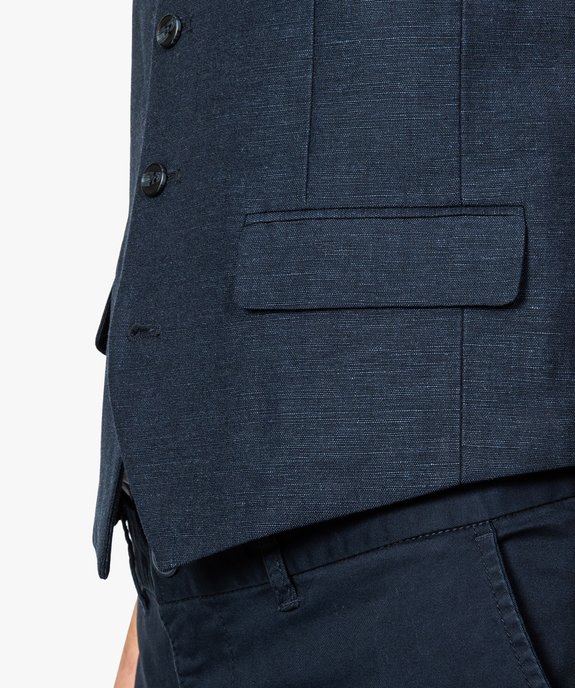 Gilet de costume homme en lin avec doublure fantaisie vue2 - GEMO (HOMME) - GEMO