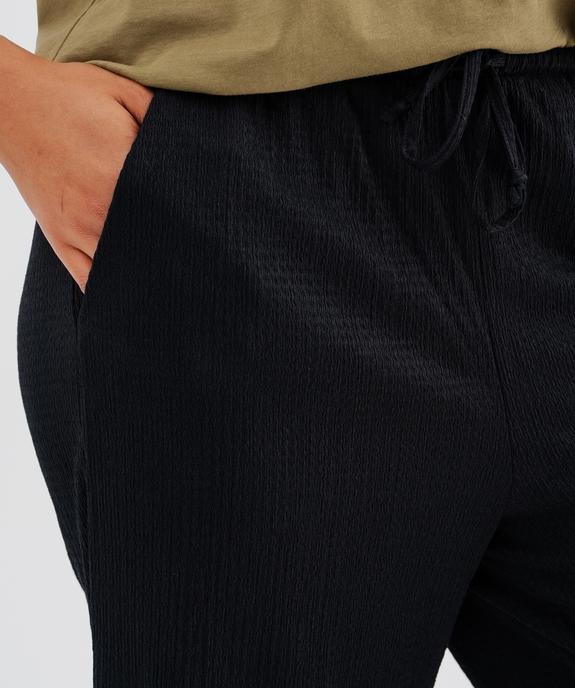 Pantalon ample en matière texturée avec ceinture élastique femme vue3 - GEMO 4G FEMME - GEMO