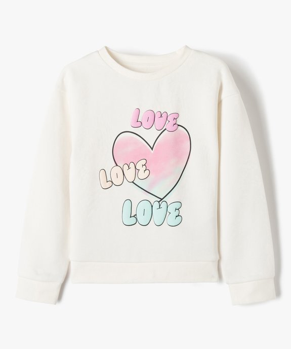 Sweat à col rond à motifs coeurs fille vue1 - GEMO 4G FILLE - GEMO