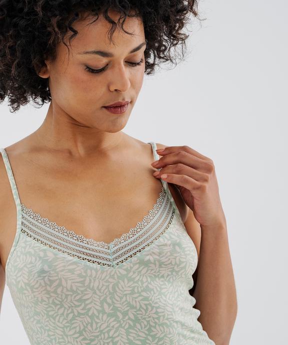 Nuisette en viscose avec col V dentelle et fines bretelles femme vue2 - GEMO 4G FEMME - GEMO