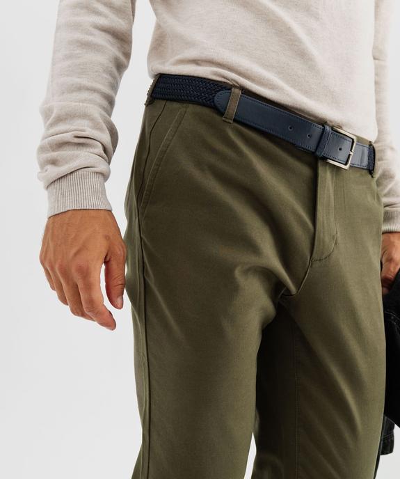 Pantalon chino en coton stretch avec ceinture tressée homme vue3 - GEMO 4G HOMME - GEMO