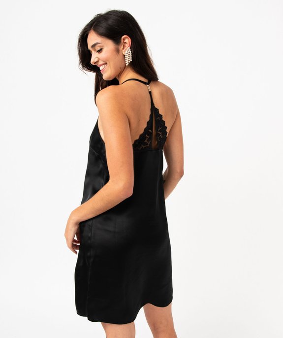 Nuisette satinée à fines bretelles femme vue3 - GEMO(HOMWR FEM) - GEMO
