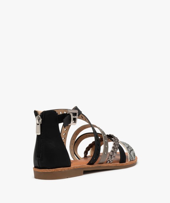 Sandales femme à talon fermé et brides fantaisie vue4 - GEMO (CASUAL) - GEMO