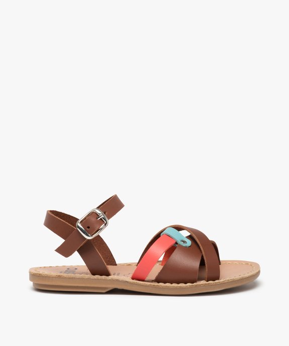 Sandales fille à brides en cuir coloré vue1 - GEMO (ENFANT) - GEMO