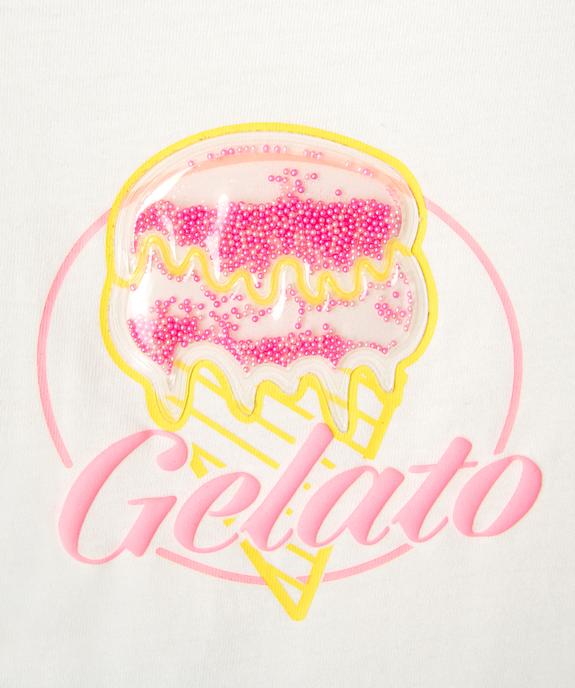 Tee-shirt manches courtes avec motif en relief fille vue2 - GEMO 4G FILLE - GEMO