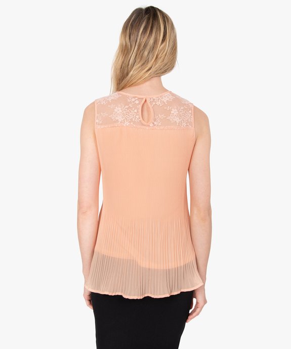 Chemise femme plissée sans manches avec dentelle vue3 - GEMO(FEMME PAP) - GEMO