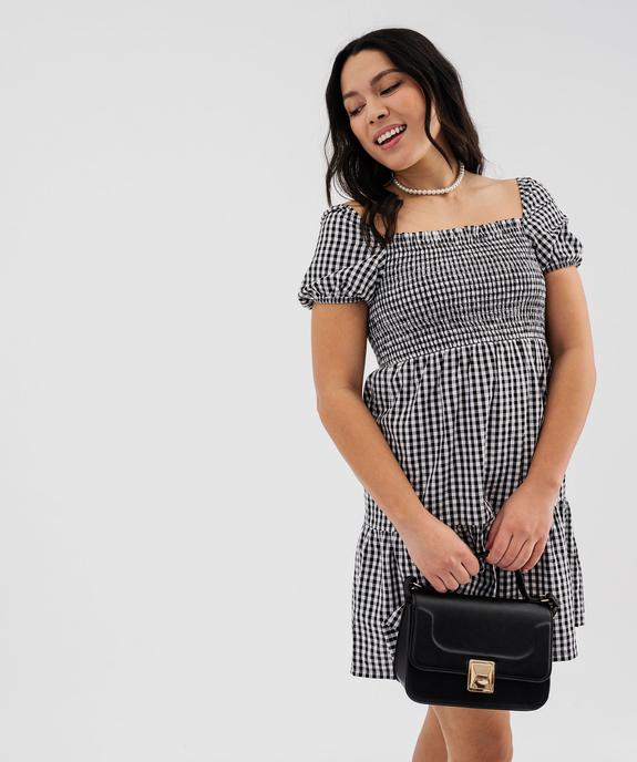 Robe à manches courtes et buste smocké femme vue1 - GEMO(FEMME PAP) - GEMO