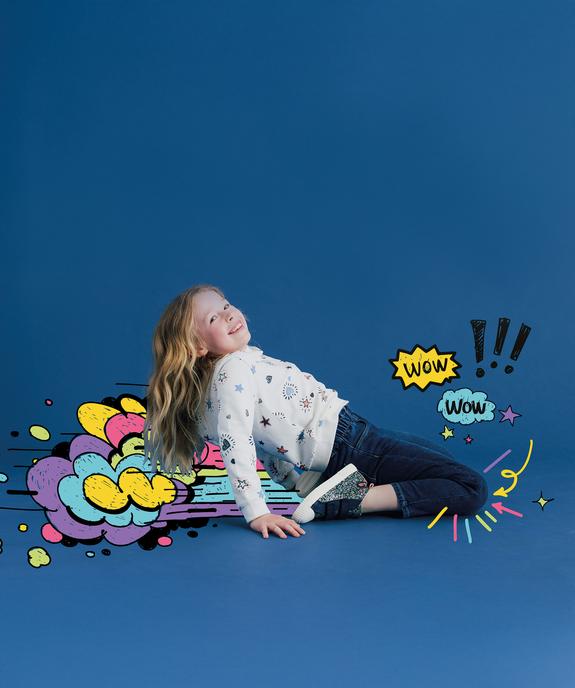 Jean large avec taille froncée élastique ajustable fille vue1 - GEMO (ENFANT) - GEMO