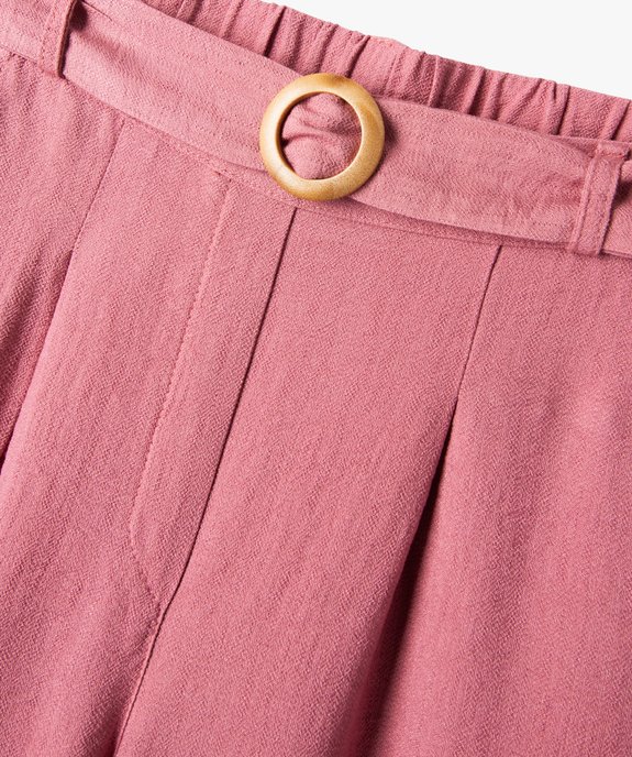 Pantalon large en viscose avec ceinture à boucle fille vue2 - GEMO (ENFANT) - GEMO