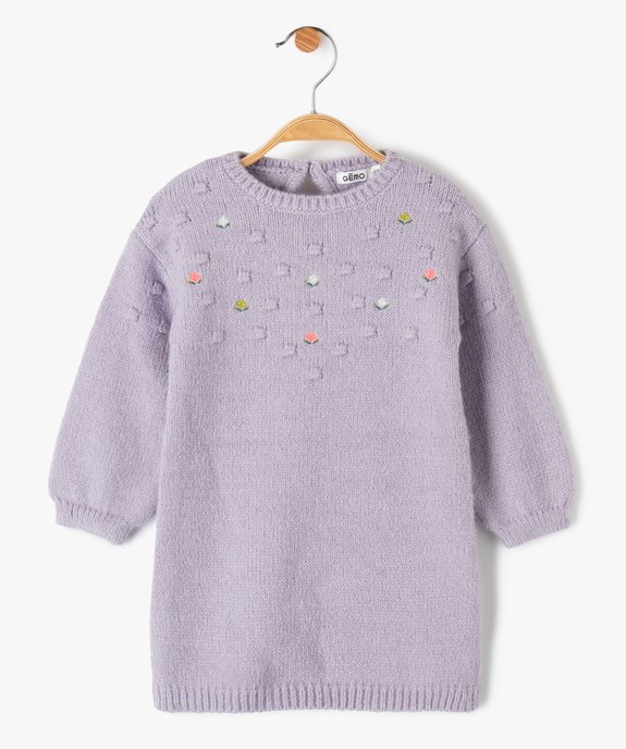 Robe pull bébé fille en maille brodée vue1 - GEMO(BEBE DEBT) - GEMO