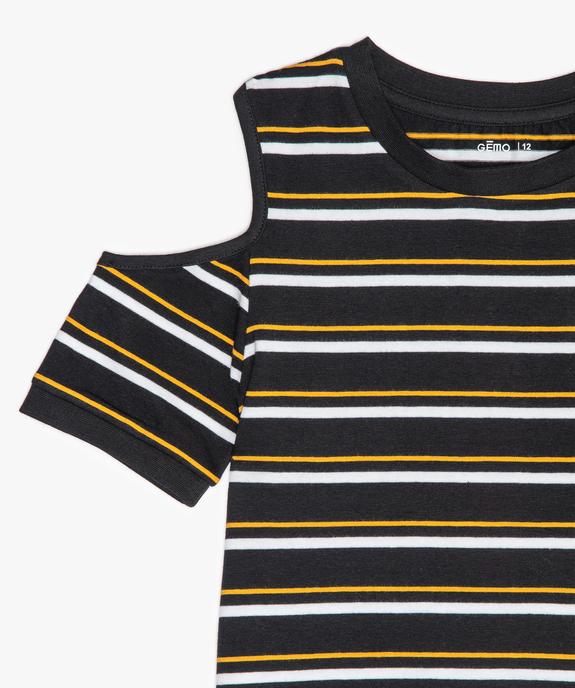 Tee-shirt fille manches courtes et épaules dénudées vue2 - GEMO (JUNIOR) - GEMO