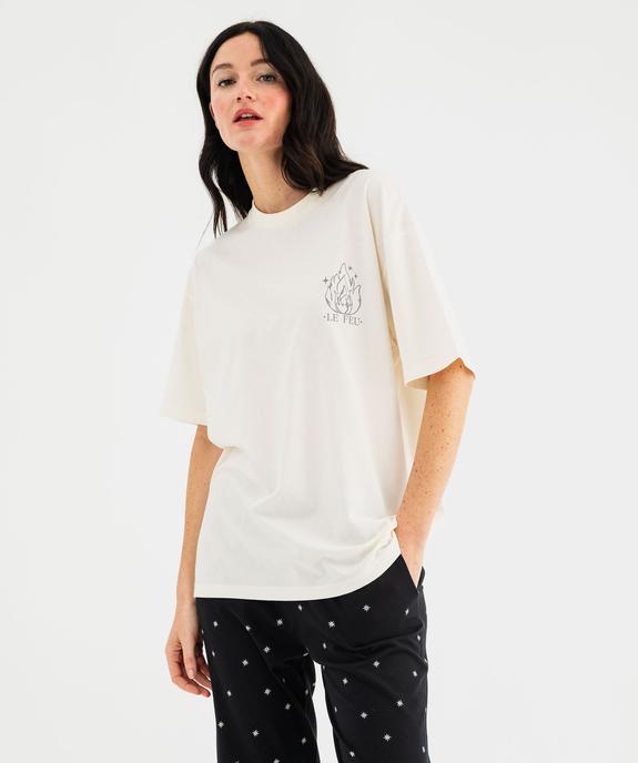 Haut de pyjama avec motif poitrine et dos mixte vue2 - GEMO 4G FEMME - GEMO