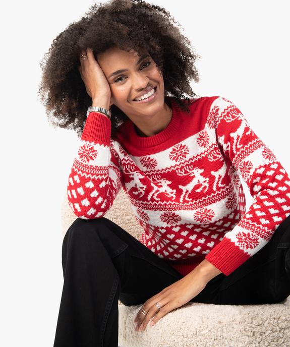 Pull de Noël femme bicolore vue1 - GEMO(FEMME PAP) - GEMO